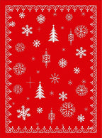 Classic Red Snowflakes Tree Pattern Rug