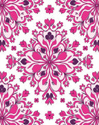 Ornate Pink Floral Mandala Design Rug