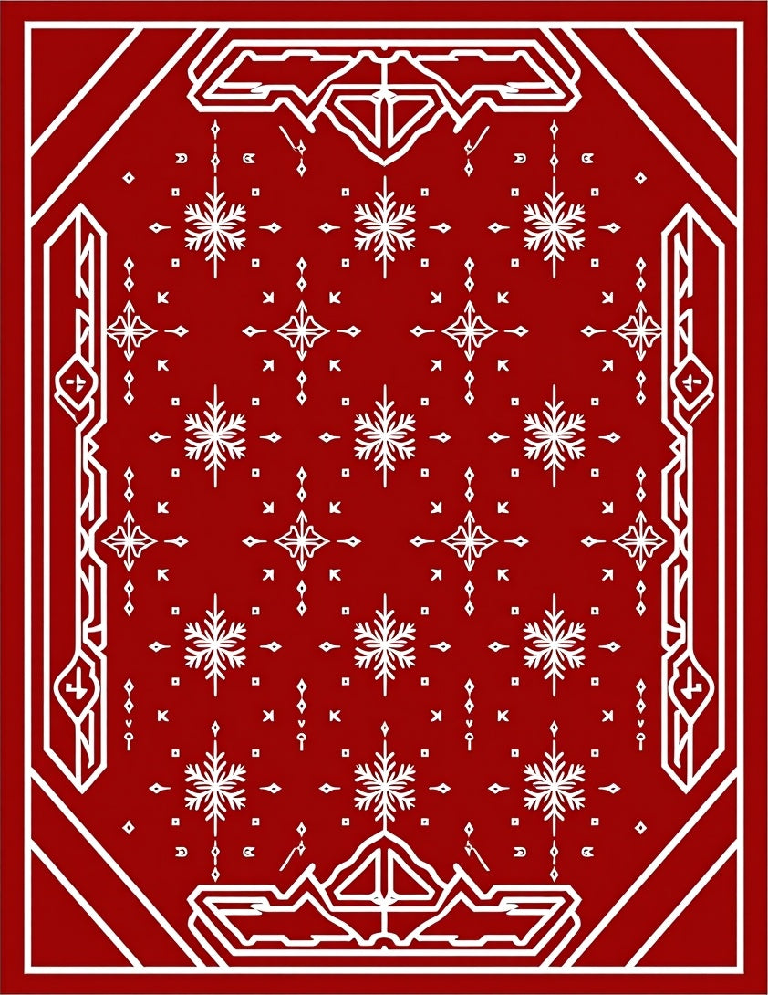 Snowflake Geometric Pattern Red Rug