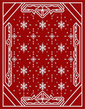 Snowflake Geometric Pattern Red Rug