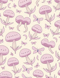 Whimsical Pink Mushroom And Butterfly Pattern Rug