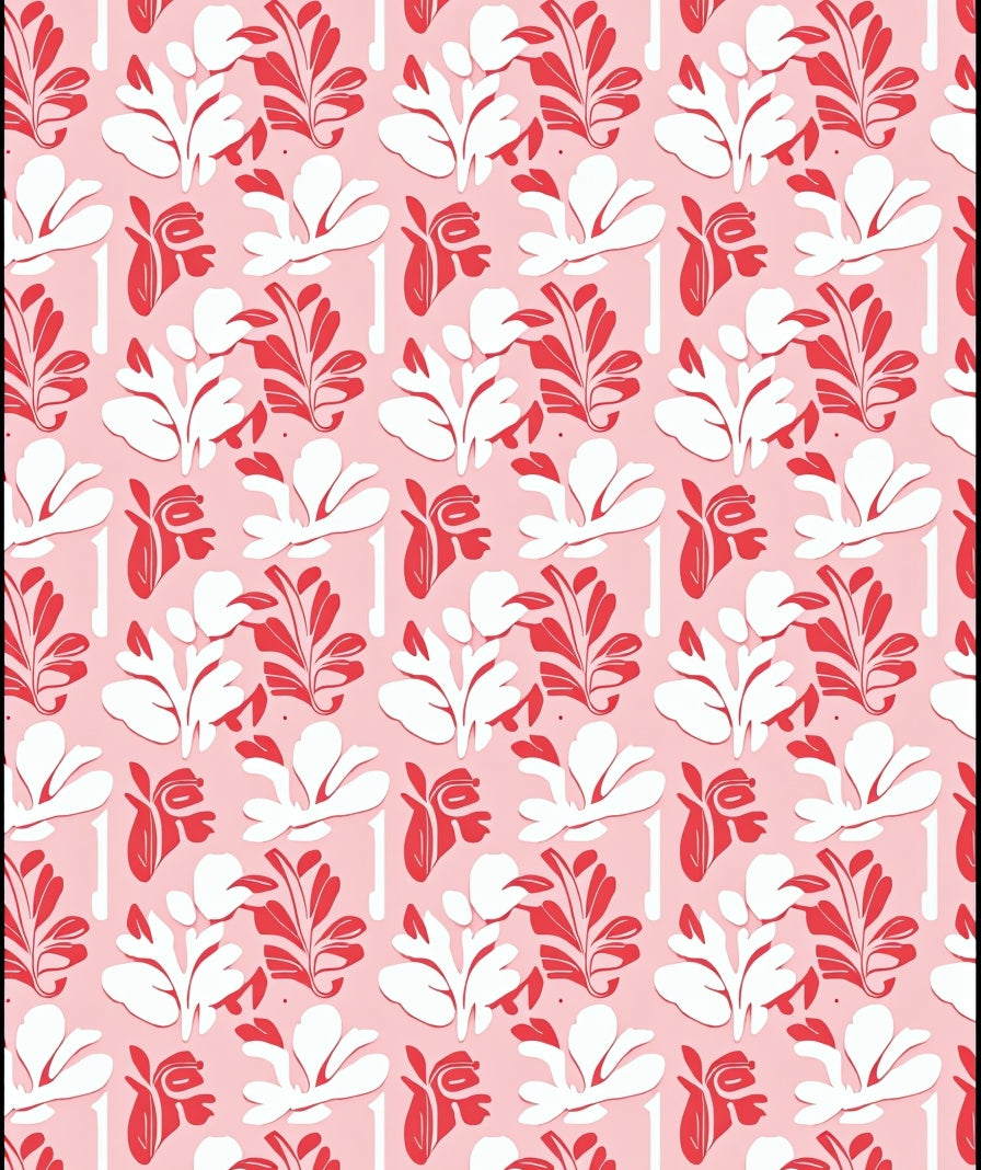 Red White Floral Pattern Design Rug