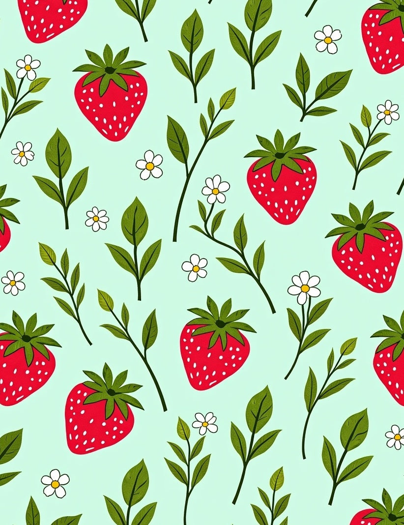 Whimsical Strawberry Garden Pattern Rug