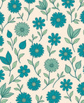Teal Flower and Leaf Pattern Rug