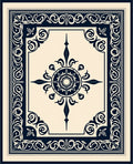 Elegant Navy Starburst Medallion Pattern Rug