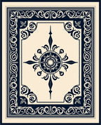Elegant Navy Starburst Medallion Pattern Rug