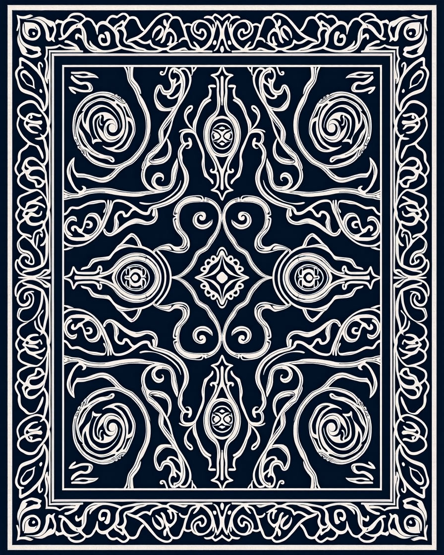 Ornate Swirls and Scrolls Pattern Rug