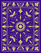 Royal Blue Yellow Floral Medallion Design Rug