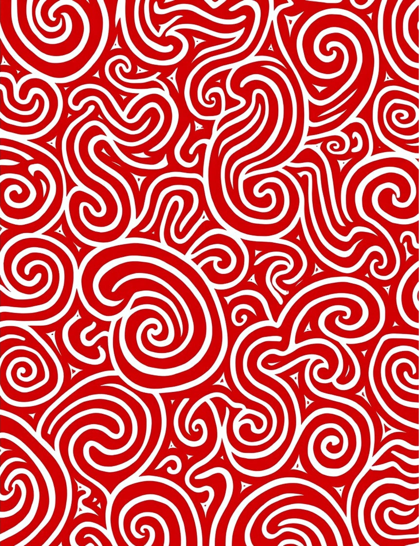 Crimson White Swirl Pattern Rug