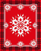 Red Plaid Snowflake Floral Design Rug