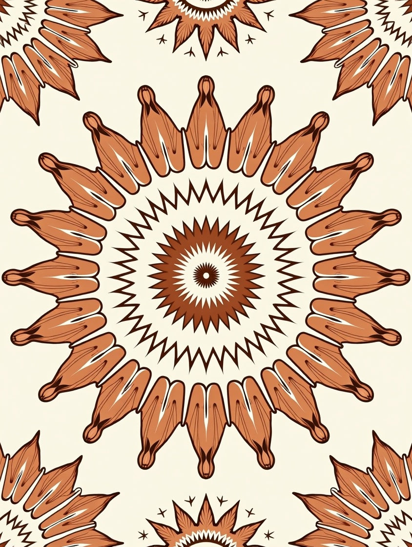 Brown Petal Mandala Pattern Rug