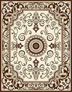 Rich Brown Scrolled Floral Pattern Rug