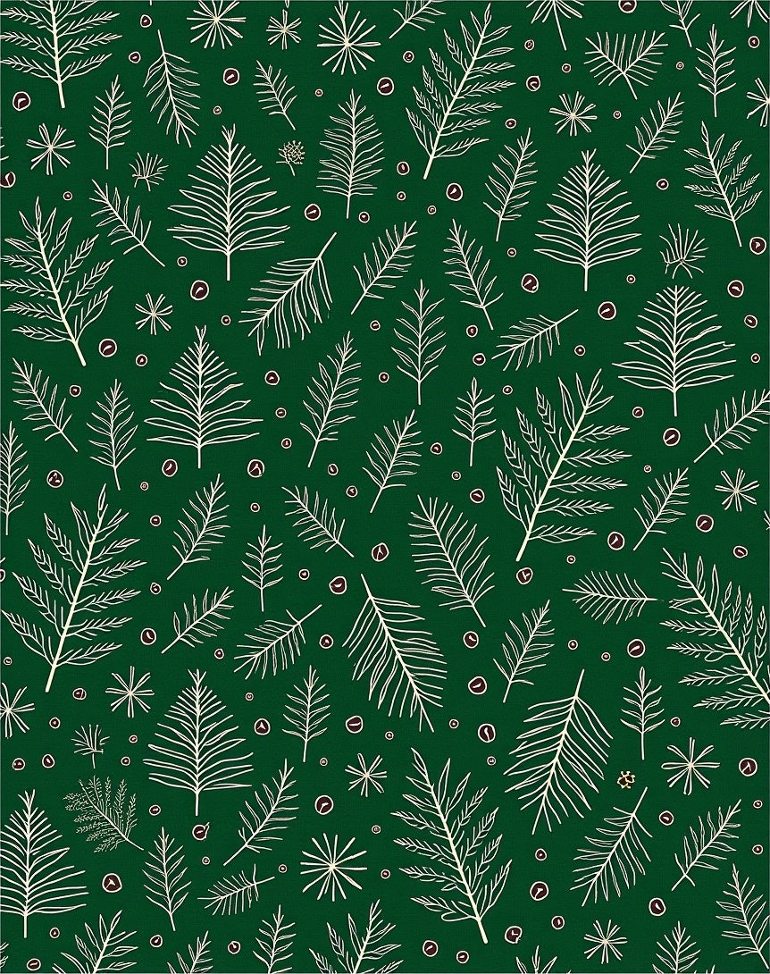 Hand Drawn Pine Branch Pattern Rug