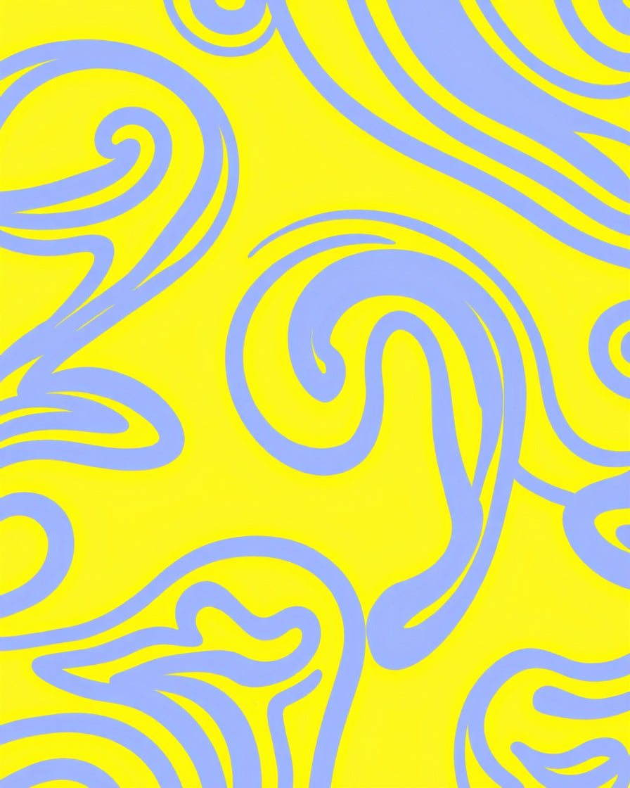 Vibrant Yellow Lilac Swirl Pattern Rug