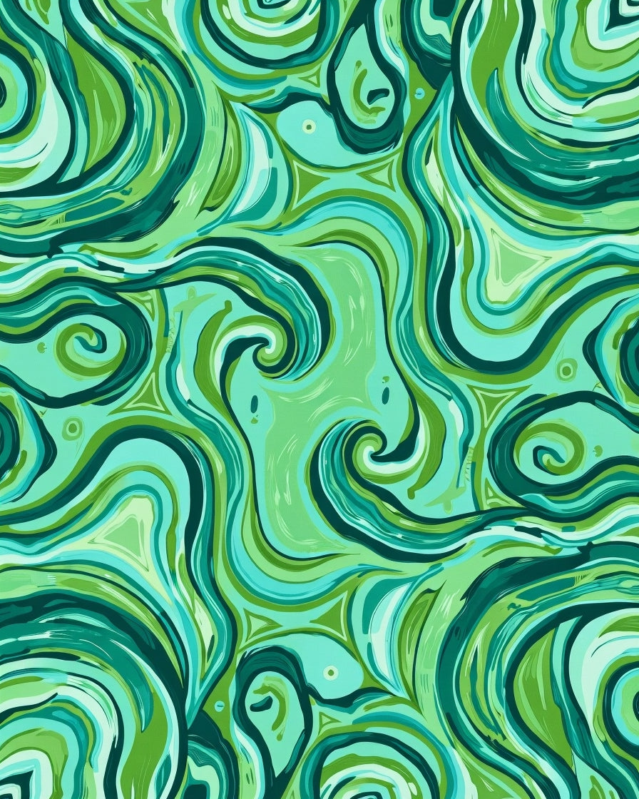 Cool Green Swirl Pattern Rug