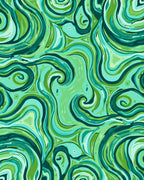 Cool Green Swirl Pattern Rug