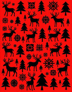 Christmas Deer Trees Pattern Rug