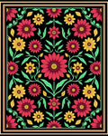 Floral Vine Red Yellow Pattern Rug