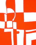 Bold Orange White Geometric Grid Design Rug