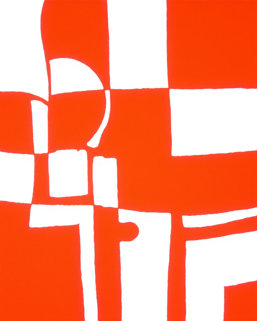 Bold Orange White Geometric Grid Design Rug