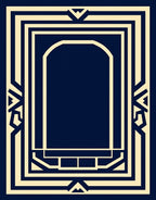 Navy and Gold Geometric Arch Rug