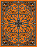 Ornamental Fiery Starburst Pattern Rug