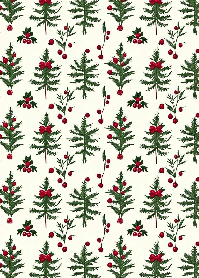 Festive Pinecone Berry Pattern Rug