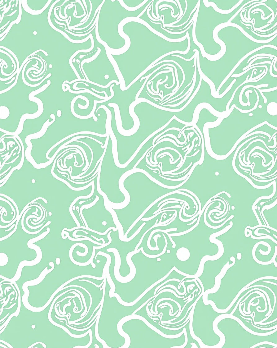 Soft Mint Swirl Abstract Pattern Rug