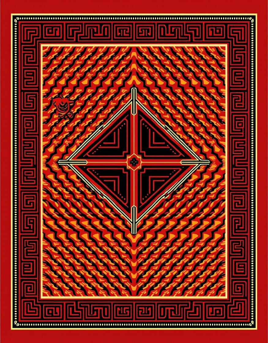 Bold Geometric Tribal Fire Rug