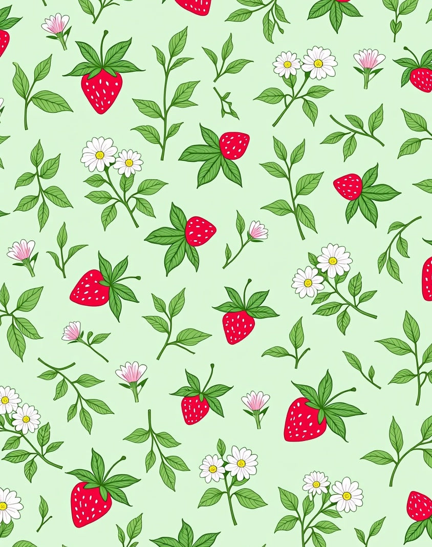 Strawberry Daisy Meadow Pattern Design Rug