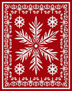 Red Floral Snowflake Pattern Rug
