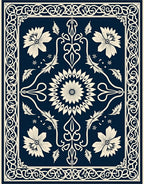 Classic Floral Border With Centerpiece Rug