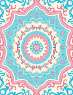 Soft Pink Blue Mandala Garden Rug