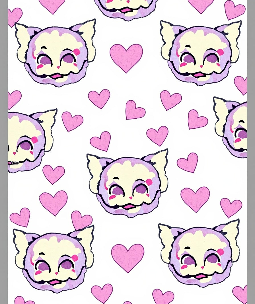 Cute Cat Heart Pattern Design Rug