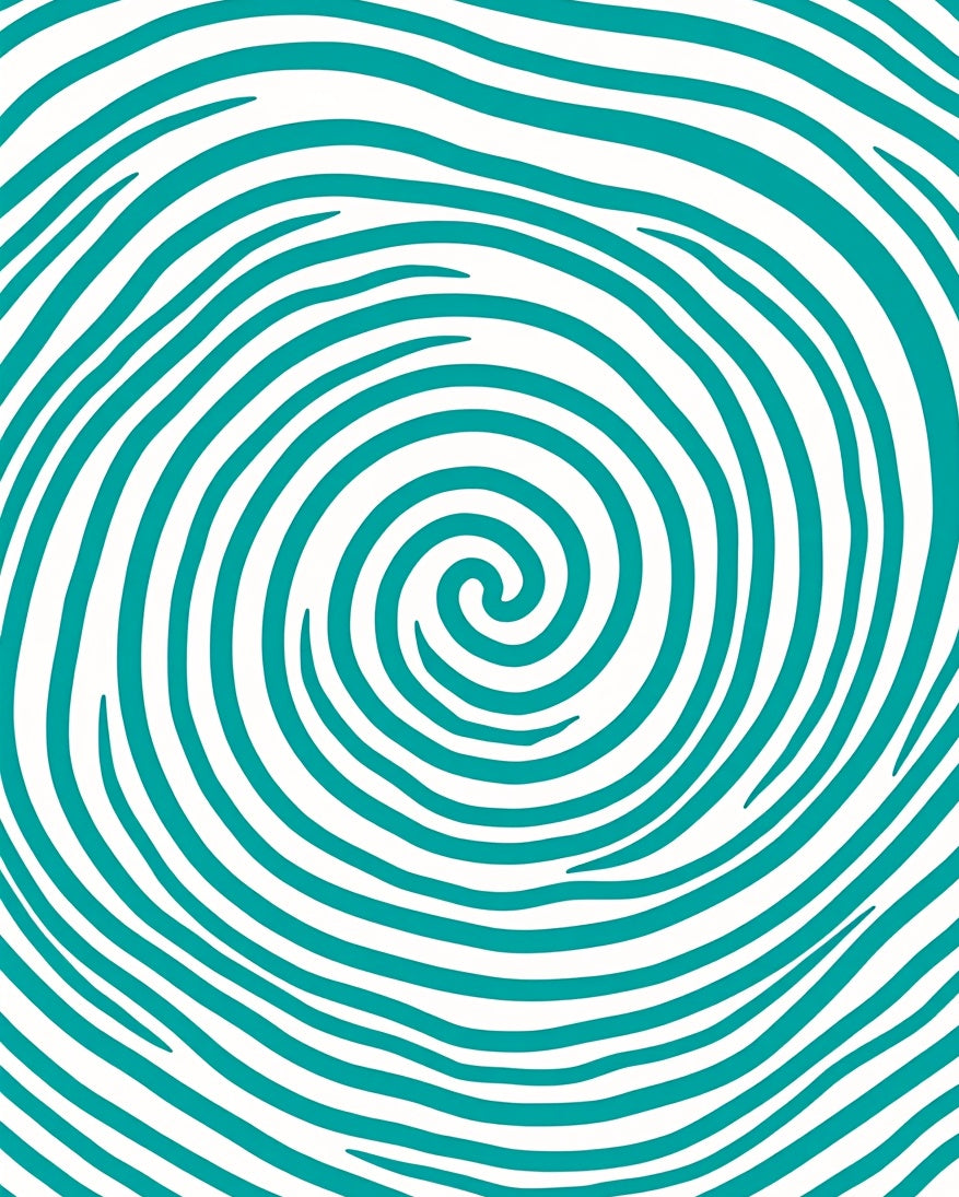 Turquoise Wavy Spiral Pattern Rug