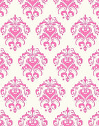 Elegant Pink Damask Pattern Rug