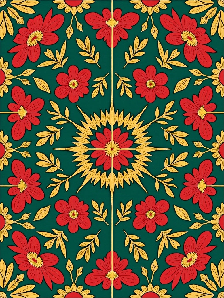 Vibrant Floral And Leaf Pattern Rug