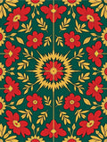 Vibrant Floral And Leaf Pattern Rug