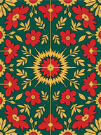 Vibrant Floral And Leaf Pattern Rug