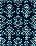 Classic Cyan Flourish Pattern Rug