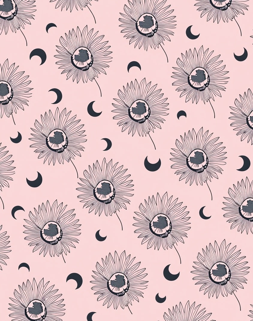 Floral Moon Pattern Design Rug