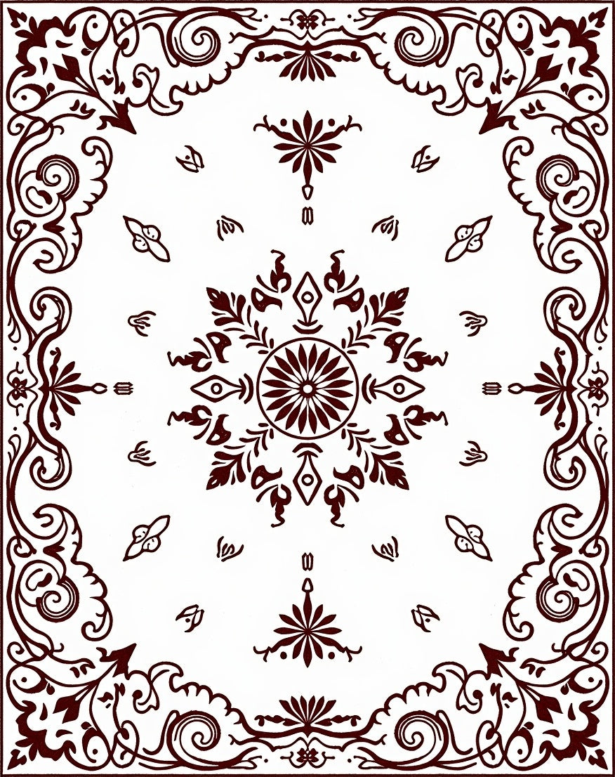 Ornate Floral Mandala Pattern Area Rug