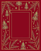 Golden Pine Snowflake Border Design Rug