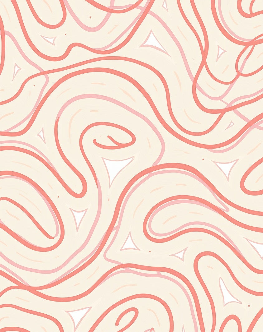 Coral And Cream Swirling Pattern Rug
