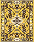 Ornate Yellow Floral Pattern Design Rug