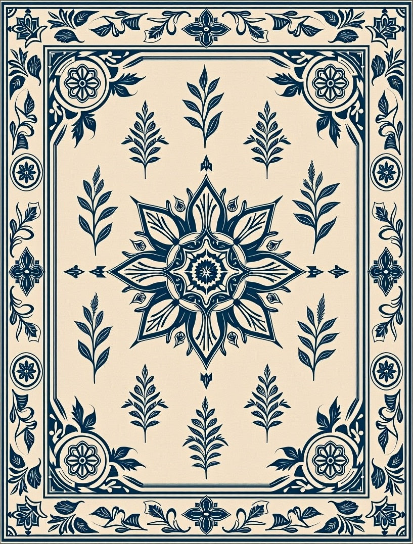 Classic Floral Garden Motif Rug
