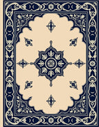 Classic Navy Floral Medallion Rug