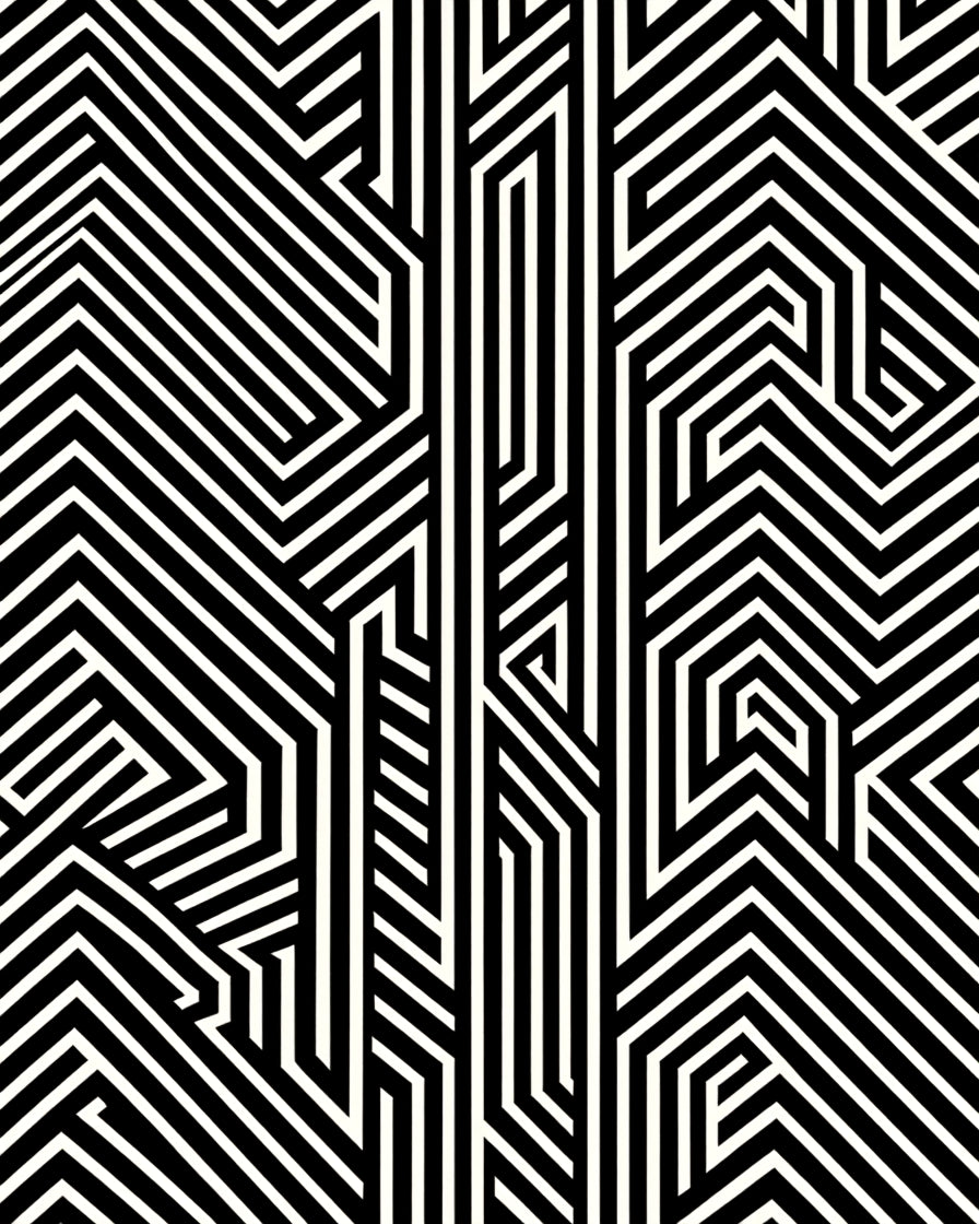 Bold Black White Geometric Lines Rug