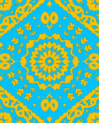 Vibrant Blue Yellow Floral Mandala Rug