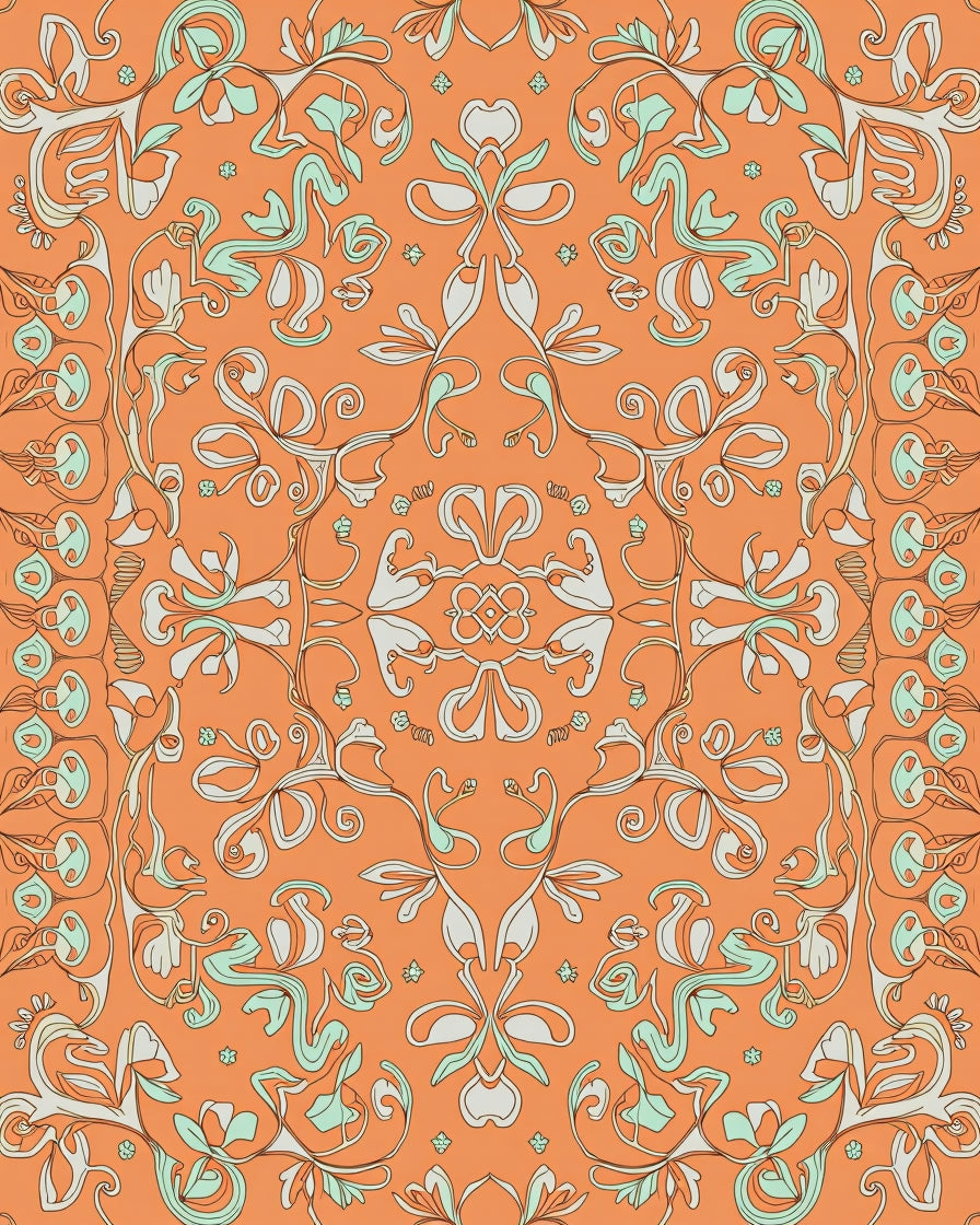 Art Nouveau Floral Swirl Pattern Rug